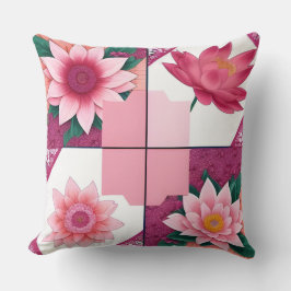 Prachtig bloemwerk met roze bloemen kussen