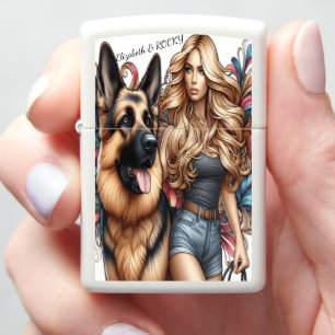 Prachtig blond en herder eerbetoon