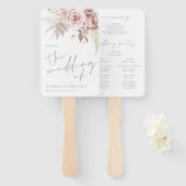 Prachtig Blush Bloemen Bruiloft Programma Handwaaier (Voorkant en achterkant)