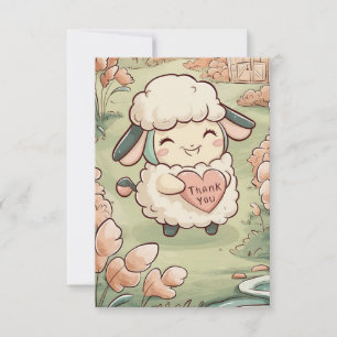 Prachtig boerenerf schaap bedankkaart