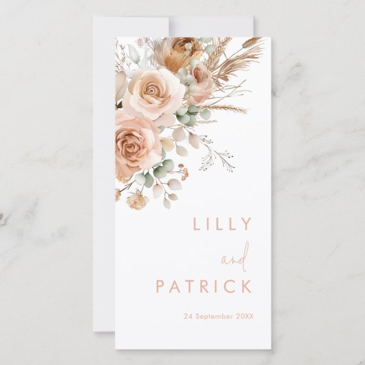 Prachtig Boho Bloemen Huwelijksprogramma (Voorkant)