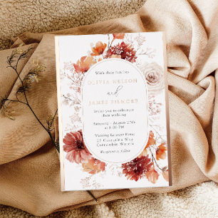 Prachtig Boho Bloemstuk Bruiloft Rose Goud Folie Uitnodiging