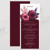 Prachtig Bourgogne & Blush Roze Magnolia Diner Menu (Voorkant / Achterkant)
