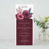 Prachtig Bourgogne & Blush Roze Magnolia Diner Menu (Staand voorkant)