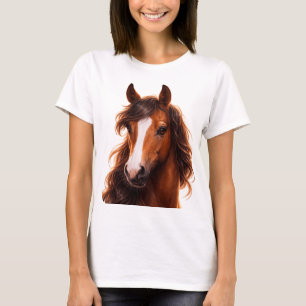 Prachtig, bruine paard met witte bles t-shirt