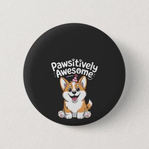 Prachtig Corgi Verjaardags Hond Shirt Ronde Button 5,7 Cm