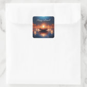 Prachtig Diya Festival van Licht Happy Diwali Vierkante Sticker (Tas)
