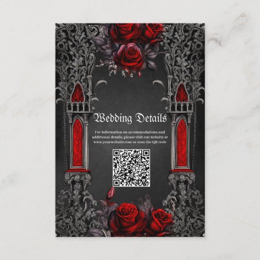 Prachtig donker gotisch bruiloft ontwerp. informatiekaartje (Voorkant)
