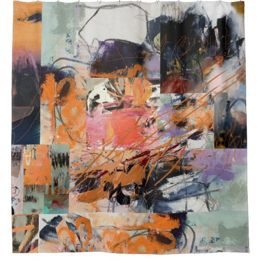 Prachtig douchegordijn met abstract design (Voorkant)