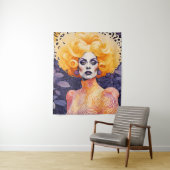 Prachtig Drag Queen Rood Haar Wandkleed (In situ)