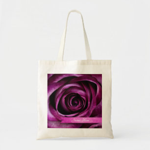 Prachtig elegant dramatisch Paars Roos met lint Tote Bag