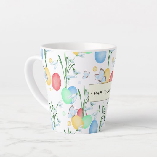 Prachtig en elegant Waterverf paaspatroon Latte Mok (Linkerhoek)