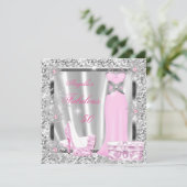 Prachtig Feest Verlicht Roze Zilveren Sneeuwvlokke Kaart (Staand voorkant)