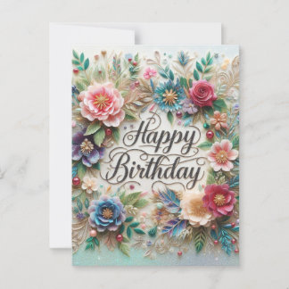Prachtig Floral Birthday briefkaart