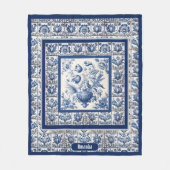 Prachtig floral Blauw toile de jouy monogram Fleece Deken (Voorkant)