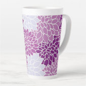 Prachtig Floral Paars en wit design Latte Mok (Rechterhoek)