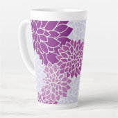 Prachtig Floral Paars en wit design Latte Mok (Linkerhoek)