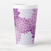 Prachtig Floral Paars en wit design Latte Mok (Voorkant)
