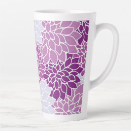 Prachtig Floral Paars en wit design Latte Mok