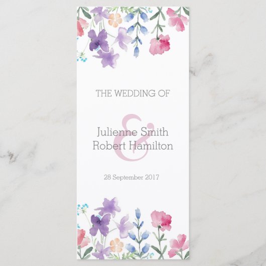Prachtig Floral Wedding Ceremony programma (Voorkant)