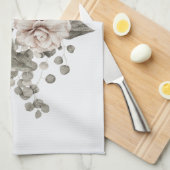 Prachtig gebroken wit & rode rozen bloemboeket theedoek (Quarter Fold)