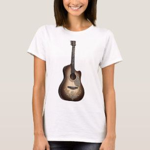 Prachtig gedetailleerde akoestische gitaar met sna t-shirt