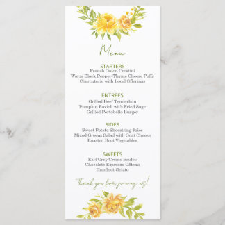 Prachtig Geel Bloemenu Menu