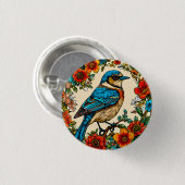 Prachtig geïllustreerde vogel ronde button 3,2 cm (Voorkant /achterkant)