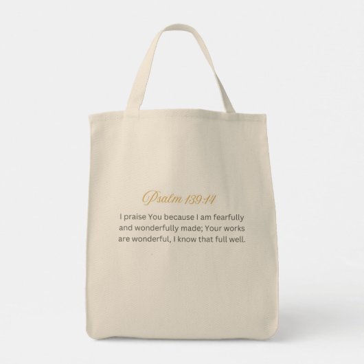 Prachtig gemaakte Canvas tas Psalm 139:14 (Achterkant)
