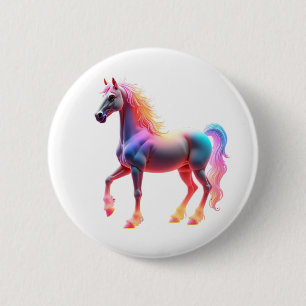 Prachtig glanzend paard ronde button 5,7 cm