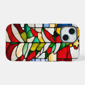 Prachtig Glas in lood kerstboom uniek iPhone 15 Hoesje (Achterkant horizontaal)