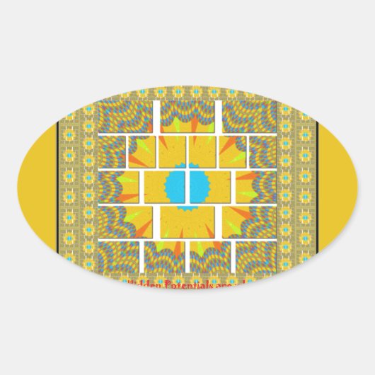 Prachtig goudgeel verbazingwekkend grafisch ontwer ovale sticker (Voorkant)