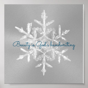 Prachtig grijs Inspirerend Snowflake Poster