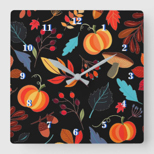 Prachtig herfstpatroon - Kies / voeg kleuren toe Vierkante Klok