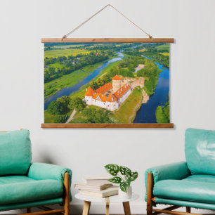 Prachtig kalmerend landschap Oude Kasteelrivieren Hangend Wandkleed