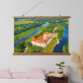 Prachtig kalmerend landschap Oude Kasteelrivieren Hangend Wandkleed (Slaapkamer)