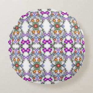 Prachtig kantachtig bloemenmotief roze rond kussen
