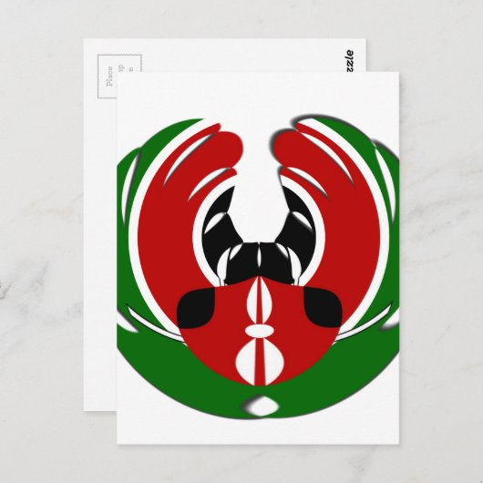 Prachtig Keniaans wandtapijt: Keniaanse Vlag Vlind Briefkaart (Voorkant / Achterkant)