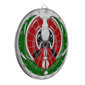 Prachtig Keniaans wandtapijt: Keniaanse Vlag Vlind Dartbord (Voorkant Links)