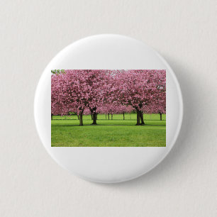 Prachtig kersenbloesemmotief ronde button 5,7 cm