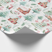 Prachtig kerstdorp cadeaupapier (Hoek)