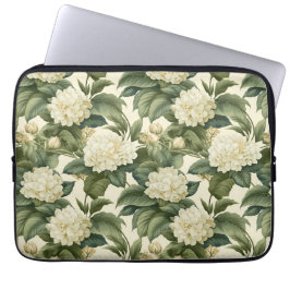 Prachtig klassiek wit bloemenpatroon laptop sleeve