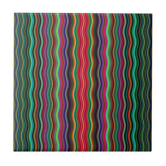 Prachtig kleurrijk avy Stripe Patroon Tegeltje (Voorkant)