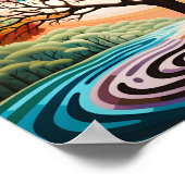 Prachtig kleurrijk Op Art tree poster (Hoek)