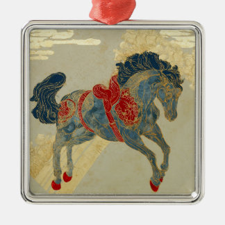 Prachtig Koningsblauw Paard Metalen Ornament