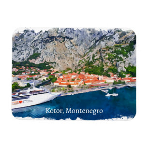 Prachtig Kotor Bay Montenegro Panorama Uitzicht Magneet