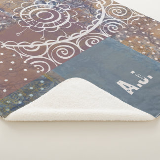 Prachtig kunstzinnig industrieel blauw bruin faux  sherpa deken