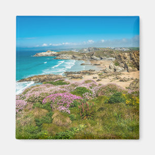 Prachtig kustlandschap met Newquay strand Magneet
