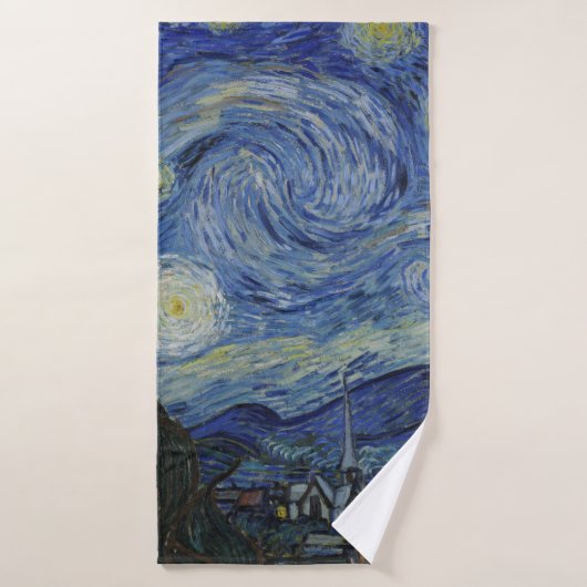 Prachtig landschap Blauwe Nacht Hemel Gouden Sterr Bad Handdoek (Badhanddoek)