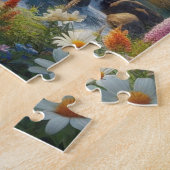 Prachtig landschap met bergen en watervallen legpuzzel (Zijkant)